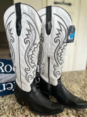 NWT Rock'Em Bonie Tall Two-Tone Western Boot - Black & Ivory 10